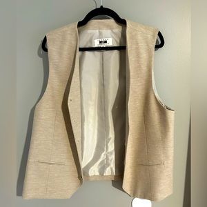 Cream dress linen vest